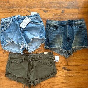 Stylish Denim and Olive Women Shorts Set